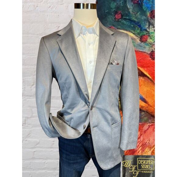 WWF Farrah Other - Vintage WWF Farrah 44L Silver Gray Soft Microfiber Blazer Sport Coat Jacket
